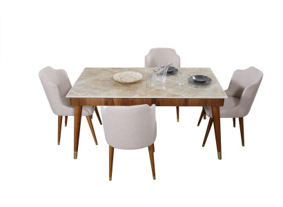 Eetkamer houten tafels eetgroep set stoel groep nieuw tafel 4x design stoelen 5-delig.