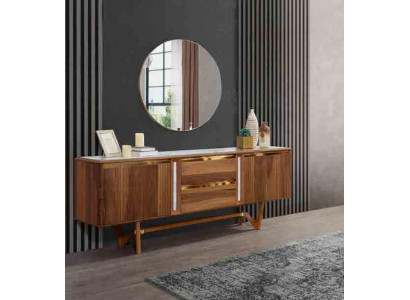 Sideboard commodeset Italiaanse meubels 2-delig kast houten ladekast met spiegel