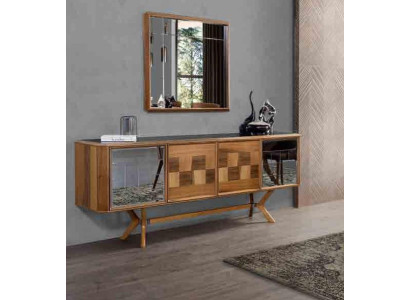 Dressoir Meubel Kast Set 2-delig Dressoir Spiegel Nieuw Sideboard Ladenkasten