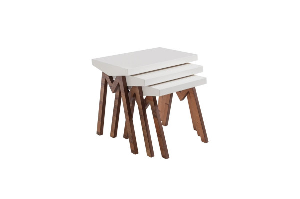 Bloemenstandaard Bijzettafels Houten tafels Set Bijzettafel Tafel Salontafel 3-delig.