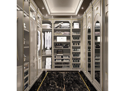 Inloopkast Luxe kleedkamer Klassieke garderobe Op maat gemaakt