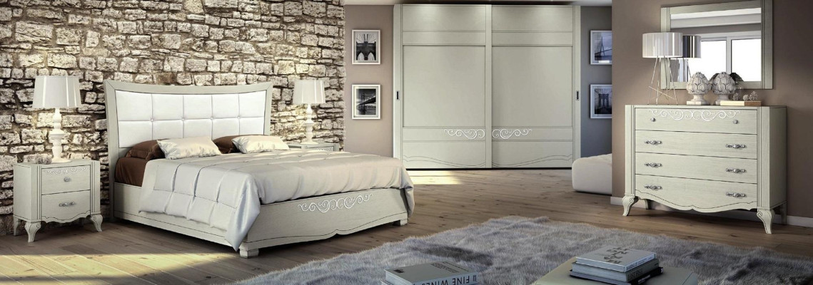 Luxe set 6-delig slaapkamer bed nachtkastje kledingkast ladekast spiegel hout