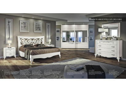 Set 6-delige slaapkamer Bed Nachtkastje Kledingkast Commode Spiegel Set