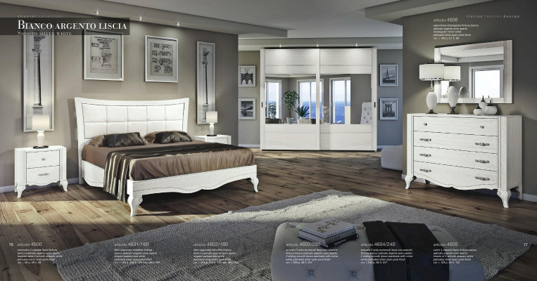 Slaapkamer Bed Nachtkastje Kledingkast Commode Spiegel Wit Luxe Set 6-delig
