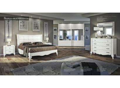 Slaapkamer Bed Nachtkastje Kledingkast Commode Spiegel Wit Luxe Set 6-delig