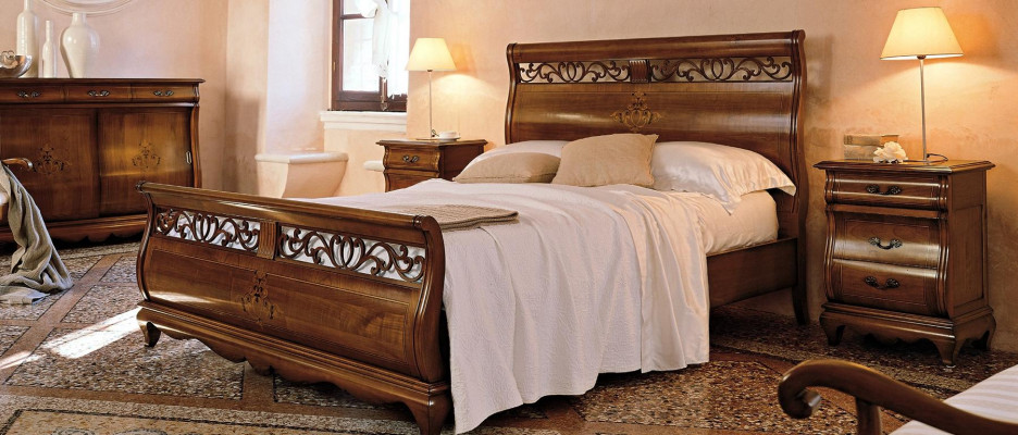Slaapkamermeubelset 4-delig Bed 2 nachtkastjes Ladenkast Massief hout Designmeubels