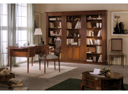 Bureau en stoel van hout met armleuningen Boekenkast Kantoorinrichting Design 3-delig