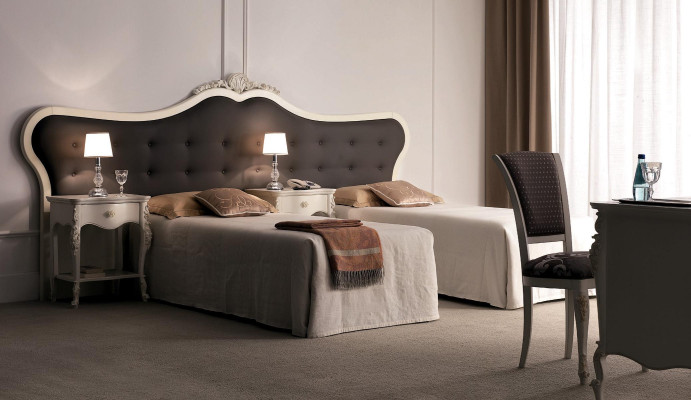 Hotel inrichting 2x Bedden + Nachtkastje Ontwerp Moderne Luxe Meubels 3-delige set