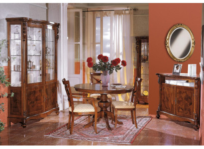 Luxe eetkamerset 6-delig houten meubilair commode 3x stoel tafel vitrine nieuw