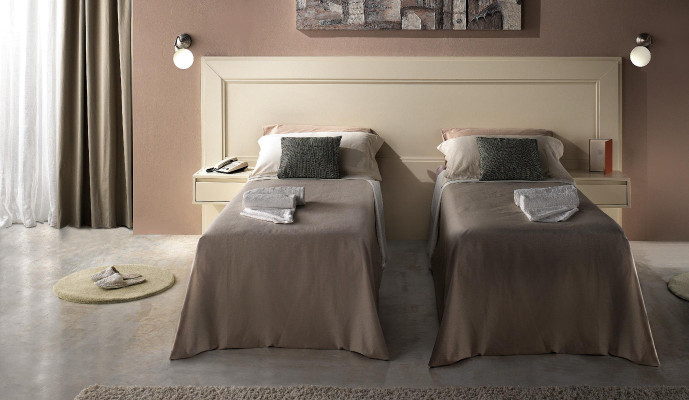 Ontwerp Moderne Luxe Meubels 4-delig Set Hotel Inrichting 2x Bedden + Nachtkastje