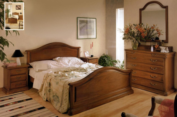 Bed nachtkastje kast kledingkast slaapkamer commode natuurhout nieuw set 5-delig.