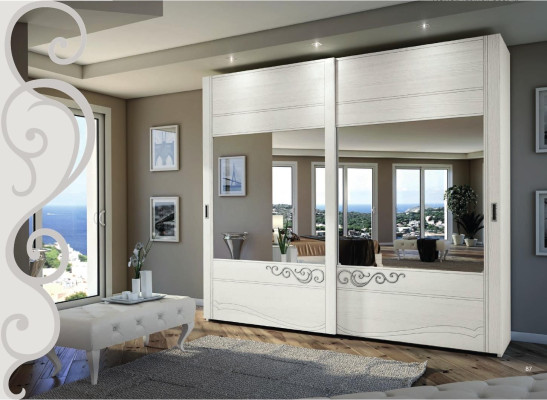 Kledingkast Kast Plank Opslagkapstok Modern Spiegel Hout Ontwerp