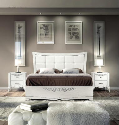 Garnituur Set 3-delig Slaapkamer Bed Nachtkastje Dubbel Hout Modern Groep Bedden