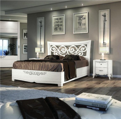 Set 3-delige slaapkamer bed nachtkastje bedden tweepersoonsbed hout groep set nieuw