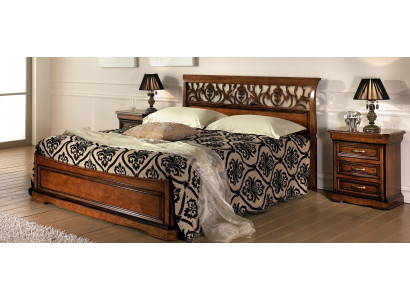 Italiaanse slaapkamer meubelen Bed Nachtkastje Massief houten bedden set 3-delig