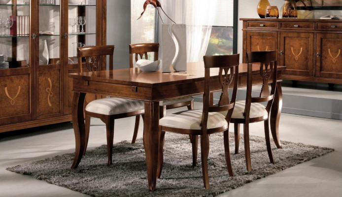 Bedrieglijk echte houtimitatie-eettafel: modern design en luxe voor uw eetkamer.