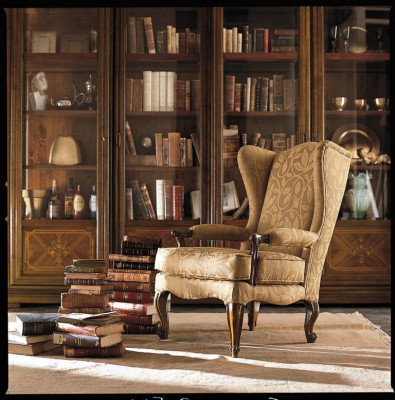 Fauteuil Bibliotheek leesstoel Oorfauteuil Bank Bekleding Italiaanse meubels Luxe