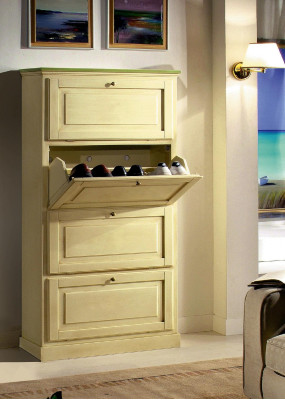 Schoenenkast 4-vaks dressoir Houten massief meubilair Schoenopberger Schoenenrek Plank Nieuw