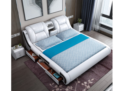 Multifunctionele slaapbank xxl Grote bedden Boxen USB Hotel Leer Bekleding Laden