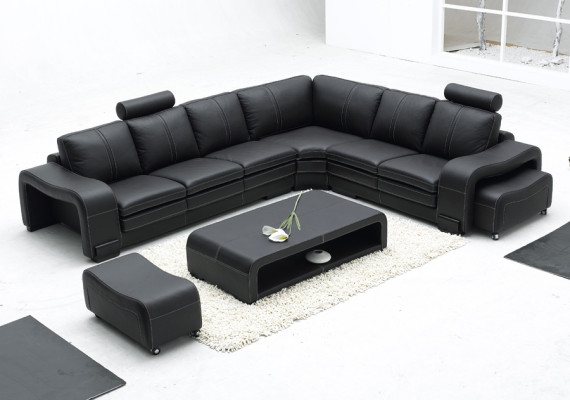 Complete bankstel Moderne set Hoekbank + Voetenbank + Salontafel