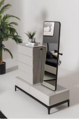 Commode woonkamerset commode met spiegel hout Stijl Modern wit