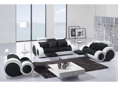 Bankstel 3+2+1 Relaxfunctie Zitbank Bankstellen Lederen Bankstellen