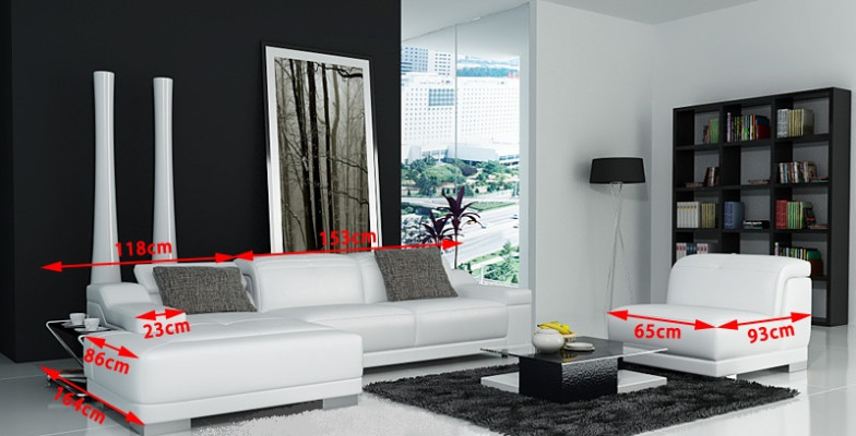 Moderne hoekbank L-vorm gestoffeerde zithoek bank + fauteuil hoekbank