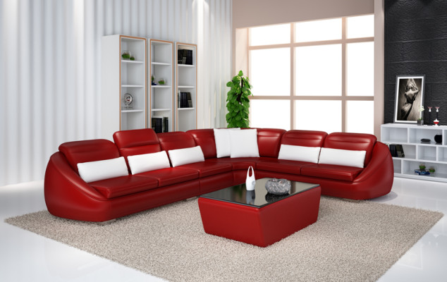 Designer bankstel hoekbank met hocker woonsfeer set stoffering