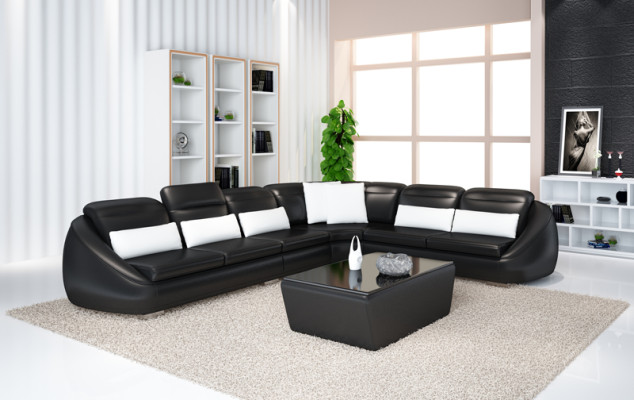 Designer bankstel hoekbank met hocker woonsfeer set stoffering