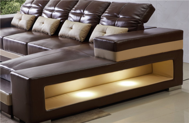 Hoekbank Leren Woonlandschap Set Design Modern Bank L-Vorm Bruin