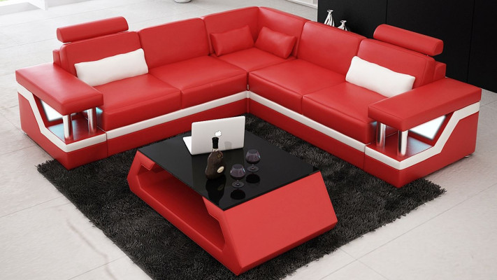 Bank hoekbank Leer Woonlandschap Set Design Modern Bank L-Vorm