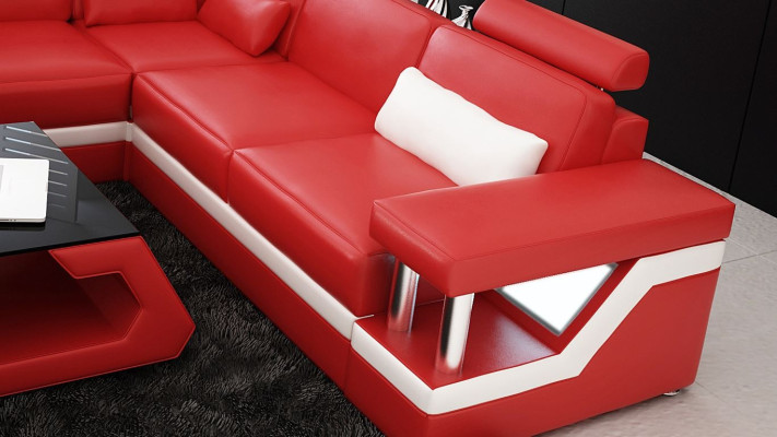 Bank hoekbank Leer Woonlandschap Set Design Modern Bank L-Vorm