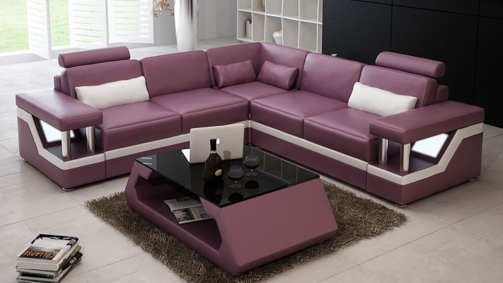 Bank hoekbank Leer Woonlandschap Set Design Modern Bank L-Vorm