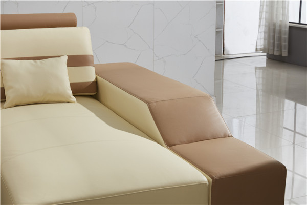 Leren bank L-vorm Bank Woonlandschap Hoekbank Set Ontwerp Moderne Bank Beige