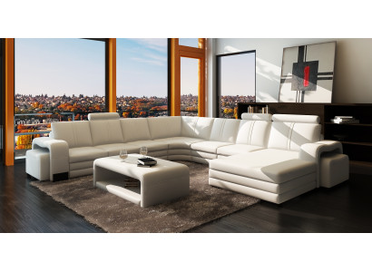 Woonkamer zitcombinatie bank kussens set loungebank bank + 2x voetenbank Woonkamer zitcombinatie bank kussens set loungebank bank + 2x voetenbank