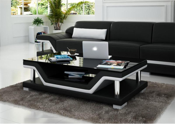 Gepolsterde tafels Zwarte salontafel Glazen salontafel Bank Bijzettafel Modern