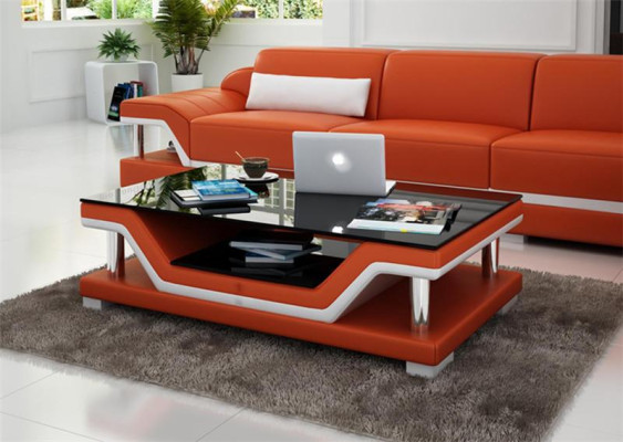 Gepolsterde tafels Zwarte salontafel Glazen salontafel Bank Bijzettafel Modern