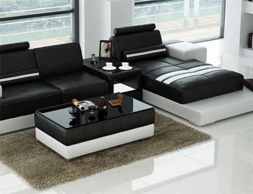 Salontafel Design Woonkamer Leer Koffie Glas Bank Bekleding Decoratie Bijzettafel