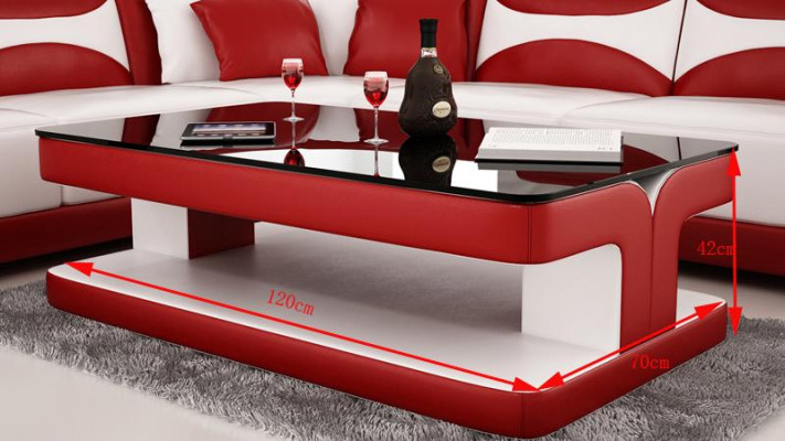 Moderne leren salontafel Tafel Moderne glazen tafel Ontwerp tafels Glas