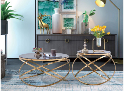 Bank Tafel Ronde tafels Ronde bank Metaal Glas Bijzettafel Ontwerper