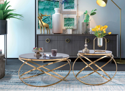 Bank Tafel Ronde tafels Ronde bank Metaal Glas Bijzettafel Ontwerper