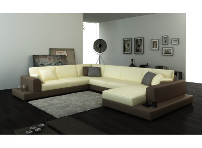 Woonlandschap woonkamer hoekbank leer bank bank bekleding zitplaats
