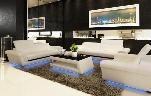 Leren bank bank woonlandschap 3-zits design moderne bank 5136_3ER