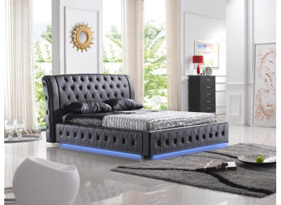 Modern hotelontwerp bed XXL bedden luxe dubbel lederen Chesterfield.