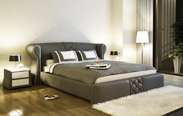 Leder bekleding bed bedden hotel klassiek ontwerp dubbel huwelijks slaapkamer nieuw