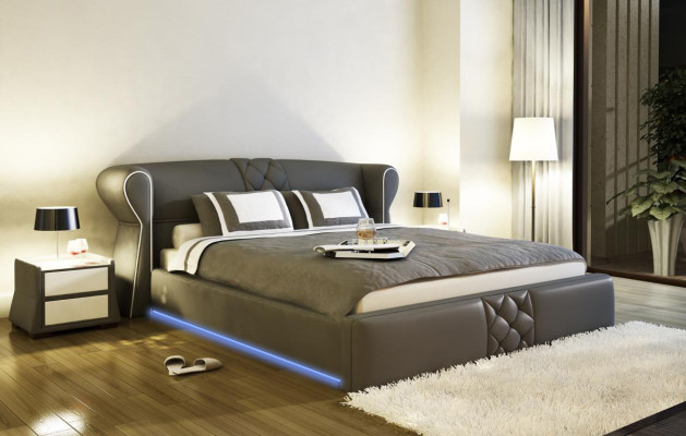 Leder bekleding bed bedden hotel klassiek ontwerp dubbel huwelijks slaapkamer nieuw