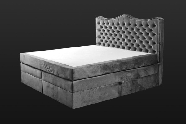 Bedframe grijs chesterfield slaapkamer ontwerp elegant stof klassieke meubels