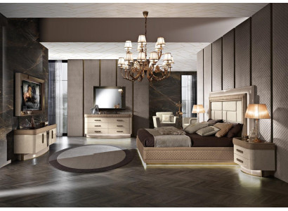 Bed nachtkastje dressoir slaapkamer set design luxe compleet Italië nieuw 7-delig.