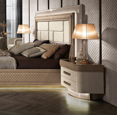 Bed nachtkastje dressoir slaapkamer set design luxe compleet Italië nieuw 7-delig.