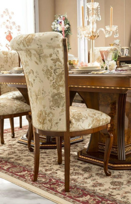 Meubelset eetkamer vitrine tafel 6x stoel dressoir spiegel barok nieuw 10-delig.